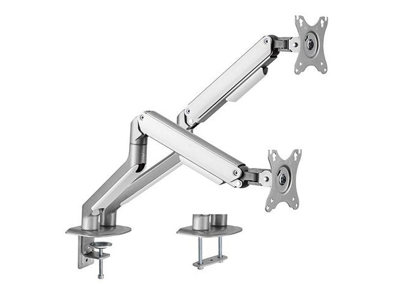 Brateck Dual Monitor Economical Spring-Assisted Monitor Arm Fit Most 17"-32" Monitors, Up to 9kg per screen VESA 75x75/100x100 Matte Grey