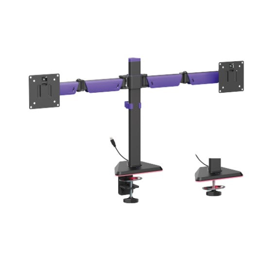 Brateck LDT89-C024L Amethyst RGB Dual Gaming Monitor Arm 17-32-Inch