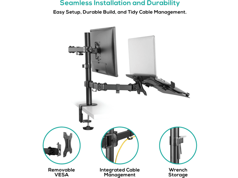 activiva Dual-Screen Articulating Monitor Arm with Interchangeable Laptop Holder