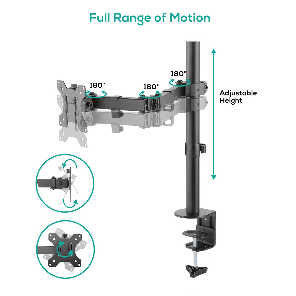 mbeat activiva ErgoLife Single Monitor Arm Double Joint for 13-32 inch Screens