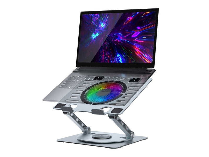 mBeat Stage S8 Rotating Laptop Stand with RGB Cooling Fan and USB Ports