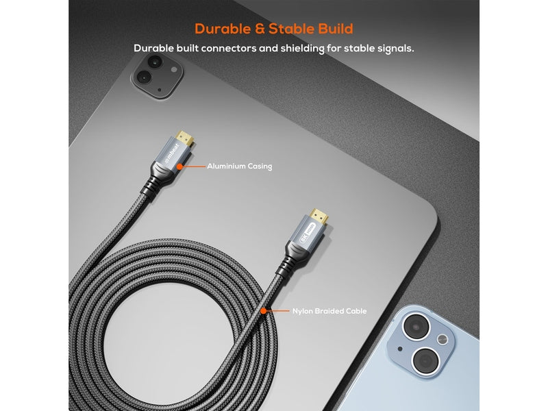 mbeat Tough Link 3m Certified 8K HDMI Cable - Space Grey