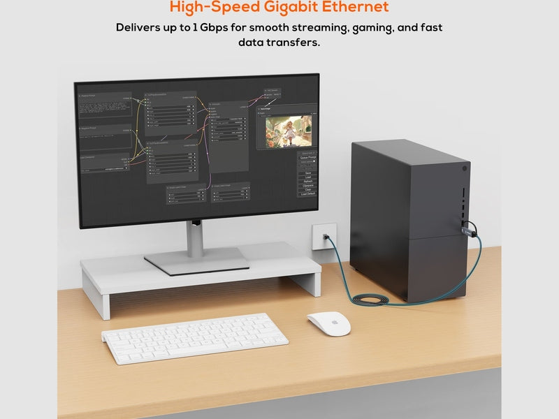 Mbeat ToughLink 2m USB & USB-C to RJ45 CAT6 Ethernet Cable - Space Grey