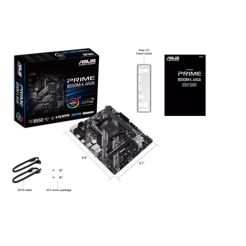 ASUS PRIME B550M-K ARGB AM4 DDR4 Micro-ATX Motherboard
