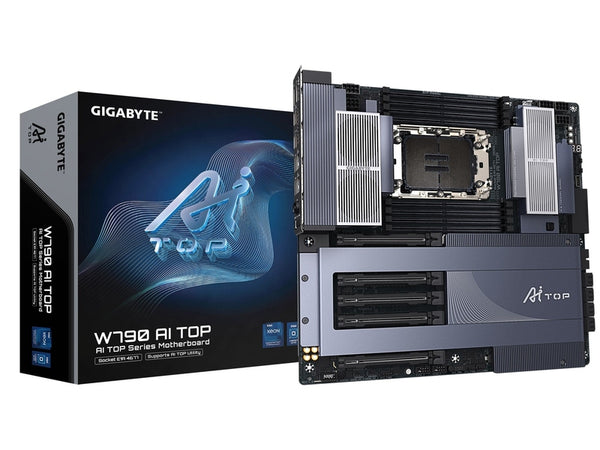 Gigabyte W790 AI TOP Motherboard, Intel® W790, 5 x PCI Express x16 slots, 6x M.2, 8 x SATA, 8x USB 3.2, 1 x USB Type-C, Intel® Wi-Fi 7