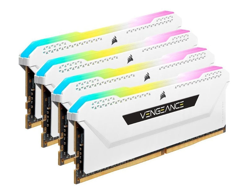Corsair Vengeance RGB PRO SL 32GB 4x8GB DDR4 3200Mhz C16 White Heatspreader Desktop Gaming Memory