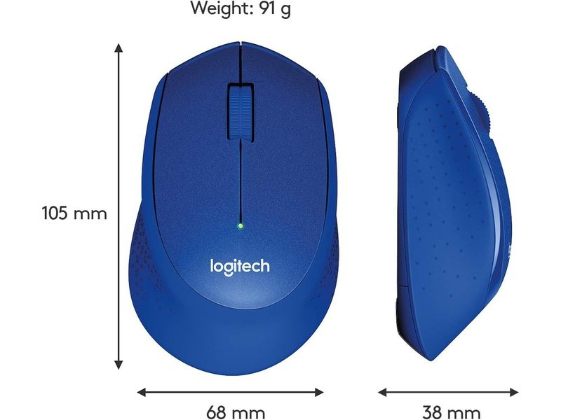 Logitech M331 SILENT PLUS Wireless Mouse Blue DPI Min/Max : 1000± 1-Year Limited Hardware Warranty