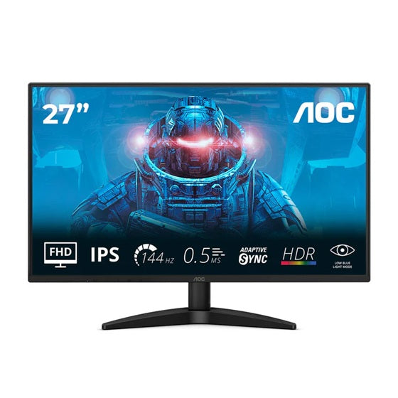 AOC 27" IPS Monitor 144H, 0.5ms, HDMI 1.4, DP 1.4, tilt, VESA, 22W, 3.11kg, black