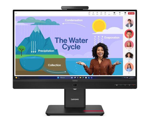Lenovo ThinkVision T24D-4V 23.8'/24' FHD IPS Monitor 1920x1080 16:9 Height Adjustable Tilt Swivel Pivot DP HDMI USB-C hub LAN Hub Webcam Speaker 64B7UAR1AU