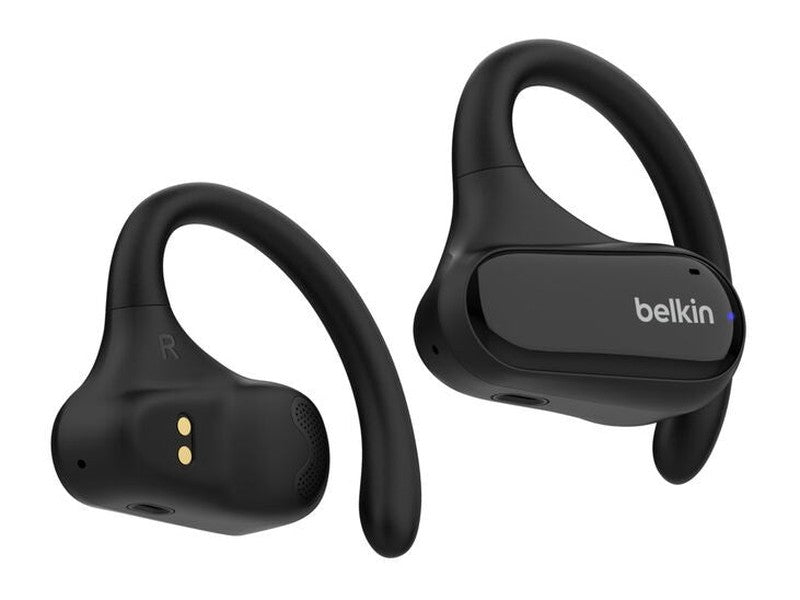 Belkin SoundForm ClearFit Open-Ear Wireless Earbuds - Black AUC013btBK , 26hrs Battery, 14.2mm Drivers, BT 5.3 Multipoint, IPX5-Rated, 2YR
