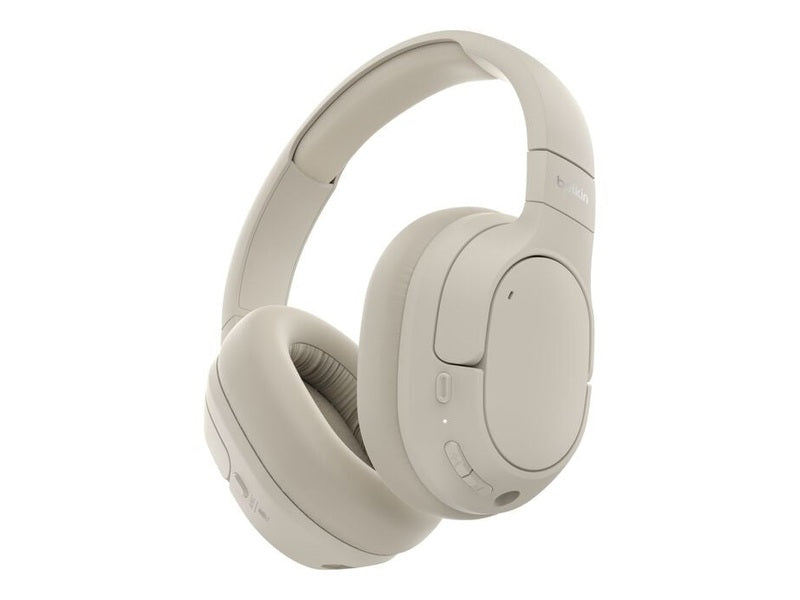 Belkin SoundForm Isolate Noise Cancelling Over-Ear Headphones - Sand AUD008fqSA , 60 hrs Battery, Hybric ANC, BT 5.4 Multipoint, 2YR