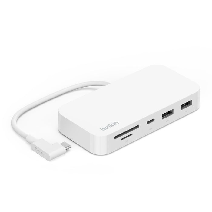 Belkin Connect USB-C 6-in-1 Multiport Hub with Mount - White (INC011btWH), 10Gbps, 2x USB-A, USB-C, SD 3.0 & MicroSD Card Reader, 2YR