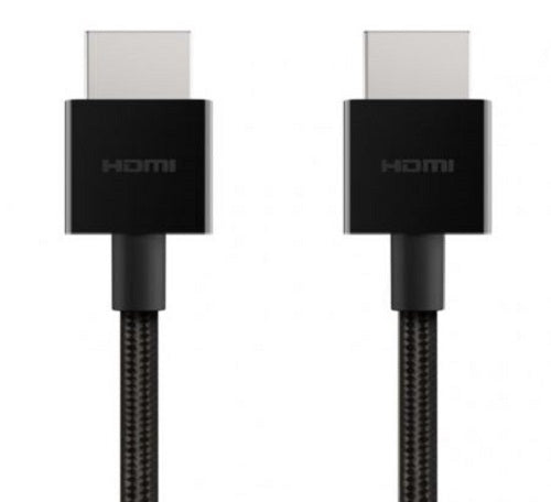Belkin 8K Ultra High Speed HDMI 2.1 Braided Cable (2M) - Black (AV10176bt2M-BLK), 8K @ 60Hz / 4K @ 120Hz / 4K HDR, 18Gbps bandwidth, 2YR
