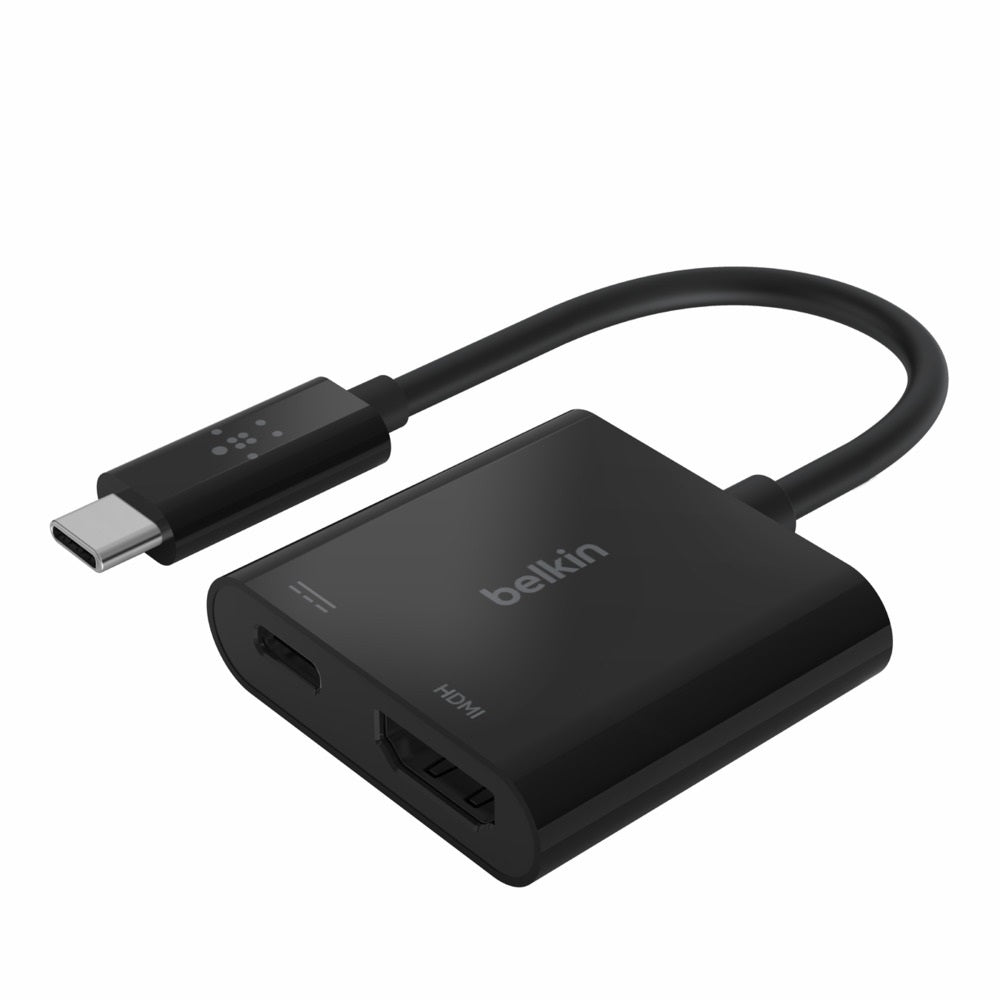 Belkin USB-C to HDMI + Charge Adapter + USB-C Cable (13CM) - Black (AVC002btBK), 60W PD, Supports 4K at 60Hz Ultra-HD Video, 2YR