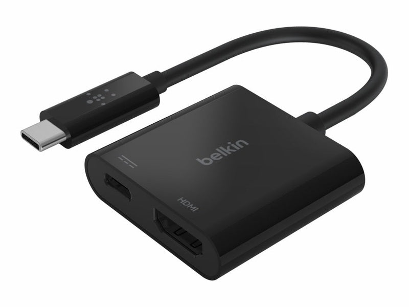 Belkin USB-C to HDMI + Charge Adapter + USB-C Cable 13CM - Black AVC002btBK , 60W PD, Supports 4K at 60Hz Ultra-HD Video, 2YR