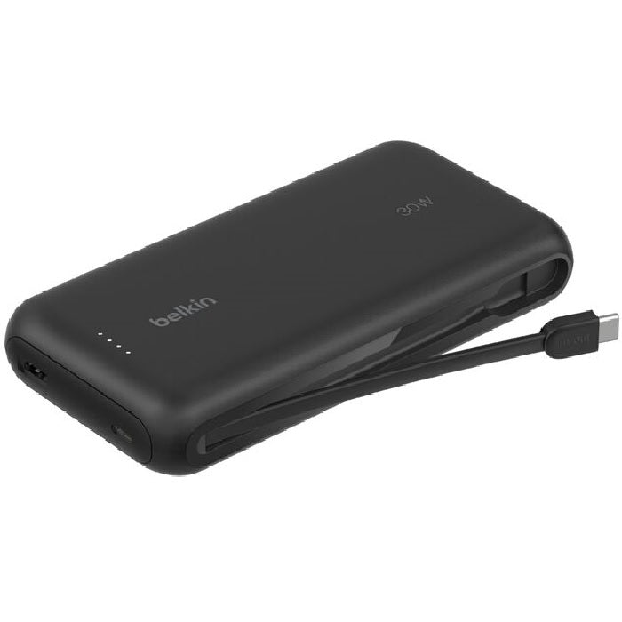 Belkin BoostChargeÂ 20K mAh Power Bank With Integrated USB-C Cable - Black (BPB024FQBK), 30W PD, 2xUSB-C, 1x USB-A, CEW $2500, 2YR