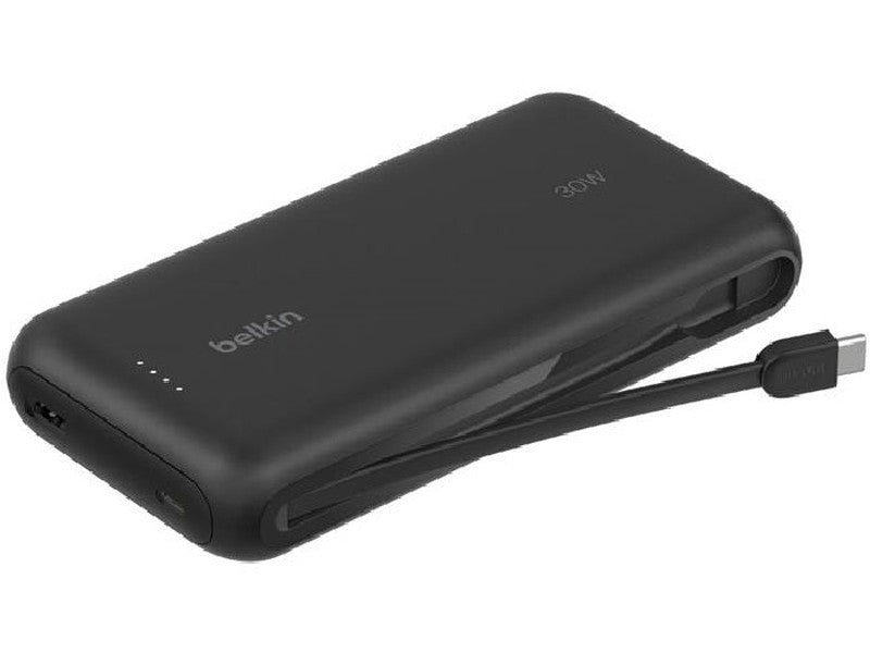 Belkin BoostChargeÂ 20K mAh Power Bank With Integrated USB-C Cable - Black BPB024FQBK , 30W PD, 2xUSB-C, 1x USB-A, CEW $2500, 2YR