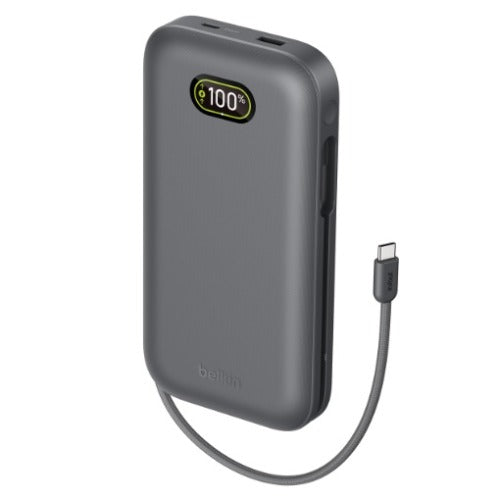 Belkin UltraCharge Pro Laptop Power Bank 27K with140W Integrated USB-C Cable(30cm) - Charcoal(BPB040fqCH), 2xUSB-C, 1xUSB-A, $2500 CEW, 2YR
