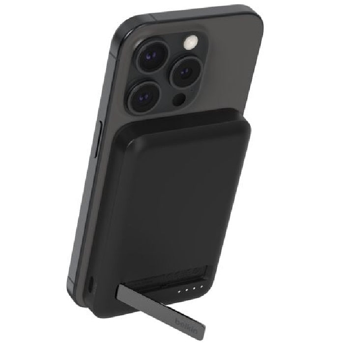 Belkin BoostCharge Pro Magnetic 5K Power Bank w/ Qi2(15W)+USB-C Cable(1M))+Integrated Kickstand - Black(BPD006btBK), 1xUSB-C, $2500 CEW, 2YR