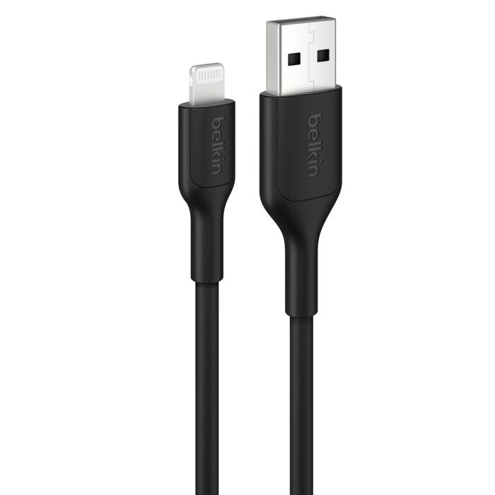 Belkin BoostCharge Lightning to USB-A Cable (1M) - Black (CAA019FQ1MBK), 2.4A/15W, 480Mbps, 300K+ Bends, Apple iPhone, MFI-Certified, 2YR