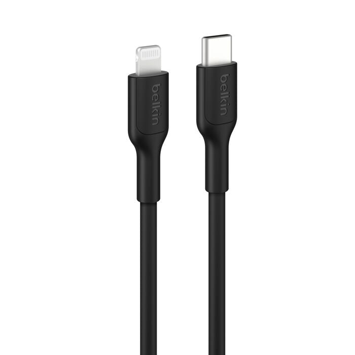 Belkin BoostCharge Lightning to USB-C Cable (1M) - Black (CAA021FQ1MBK), 3A/15W, 480Mbps, 300K+ Bends, Apple iPhone, iPad, 2YR