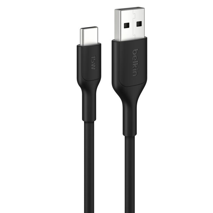 Belkin BoostCharge USB-C to USB-A Cable (1M) - Black (CAB021fq1MBK), 3A/15W, 480Mbps, 300K+ Bends, Apple, Samsung, USB-IF Certified, 2YR