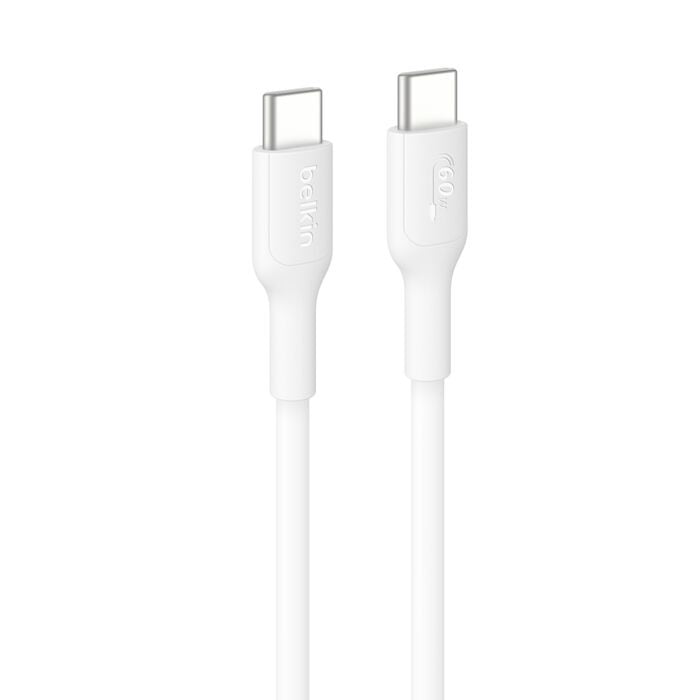 Belkin BoostCharge USB-C to USB-C Cable (1M) - White (CAB023fq1MWH), 3A/60W, 480Mbps, 300K+ Bends, Apple, Samsung, USB-IF Certified, 2YR