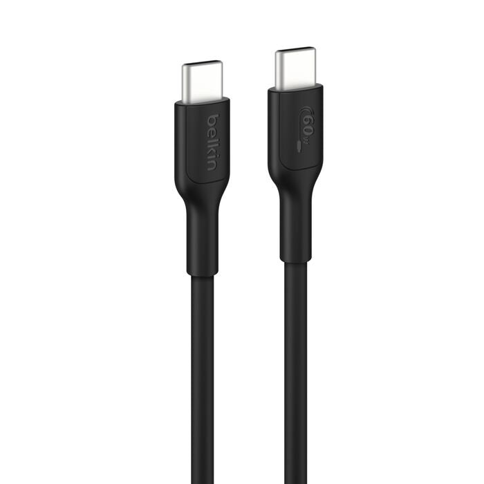 Belkin BoostCharge USB-C to USB-C Cable (2M) - Black (CAB023FQ2MBK), 3A/60W, 480Mbps, 300K+ Bends, Â Apple, Samsung, USB-IF Certified, 2YR