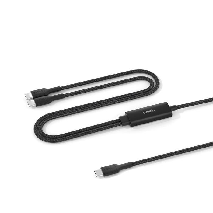 Belkin BoostCharge Pro Braided USB-C to Dual USB-C Cable (1.5M) - Black (CAC004fq1.5MBK), 140W, 480Mbps, 350K+ Bends, Apple, 2YR