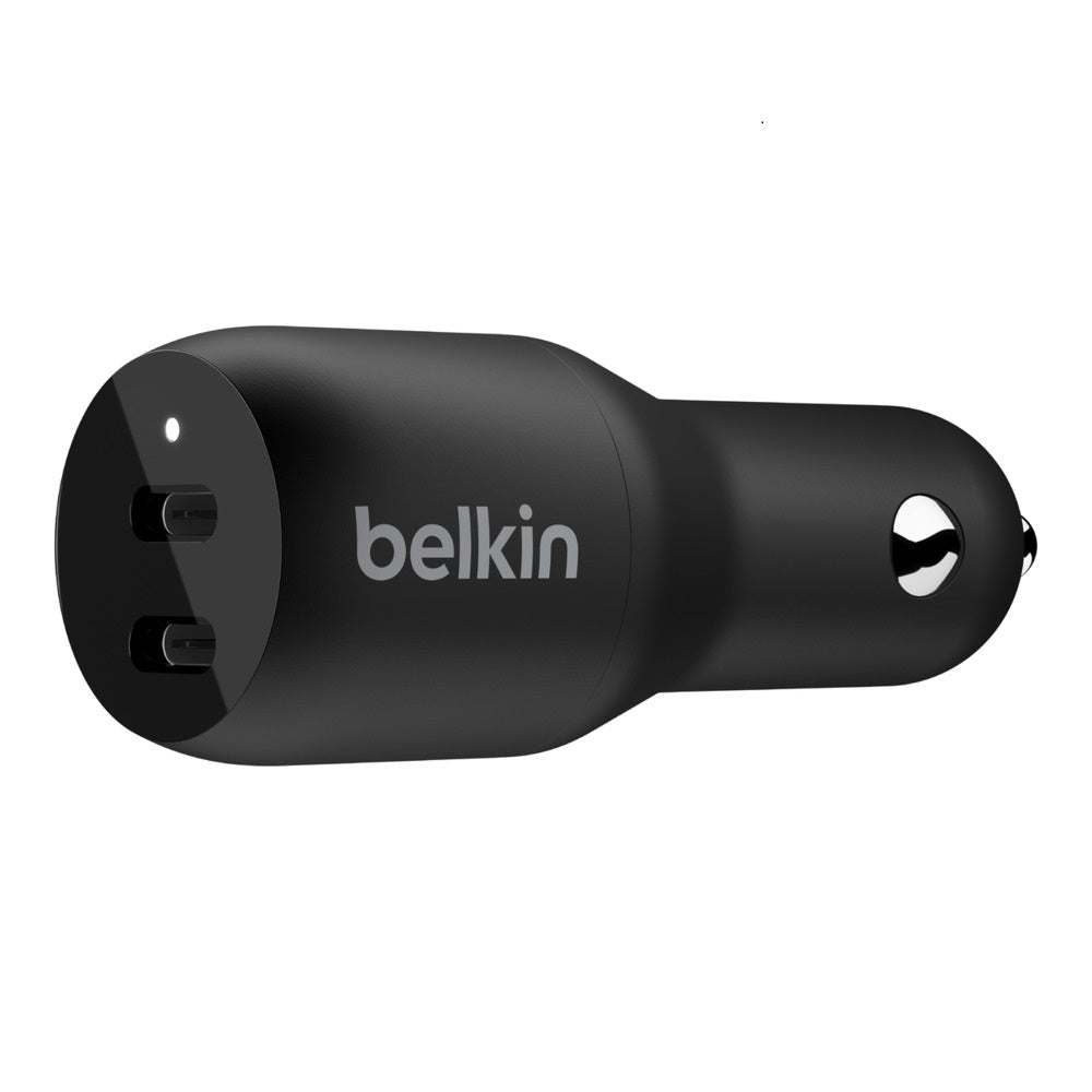 Belkin BoostCharge Dual 36W USB-C Car Charger - Black(CCB002btBK), 2xUSB-C(18W), Safe & Optimized, Best for Apple & Samsung, $2500 CEW, 2YR