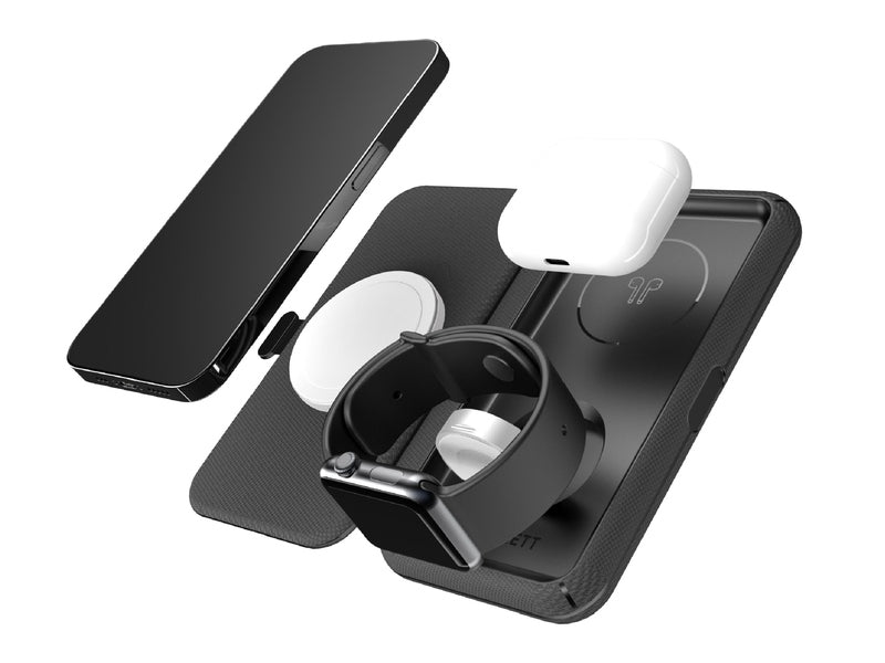 Cygnett MagTravel 15W 3-in-1 Wireless Charger - Black