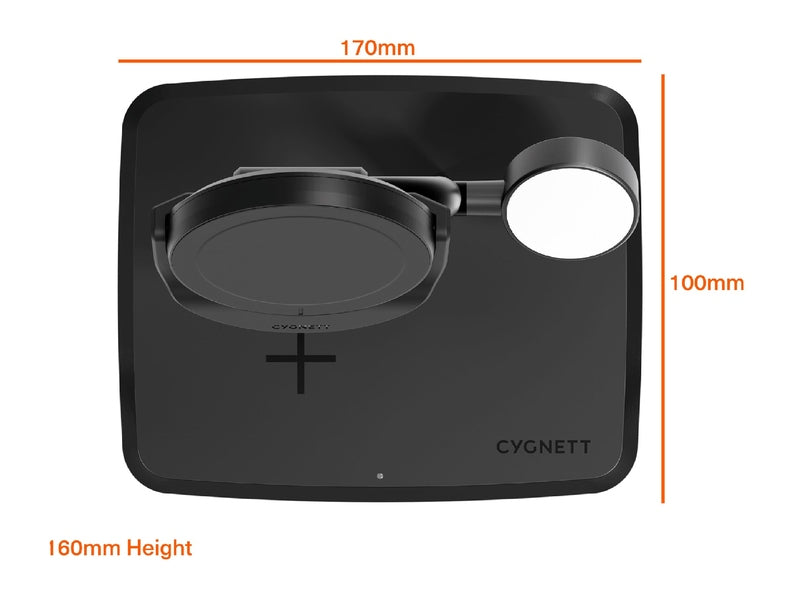 Cygnett ChargeBase Qi2 3-in-1 Magnetic 15W Wireless Charger - Black