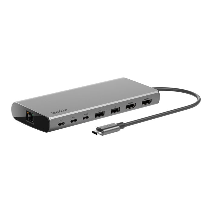 Belkin Connect Universal USB-C 8-in-1 Dual Display Core Hub -Space Grey(INC015btSGY-CZ), 100W PD, Dual 4K HDMI 60Hz/30Hz, 10Gbps, 2xUSB-C & A, 2YR