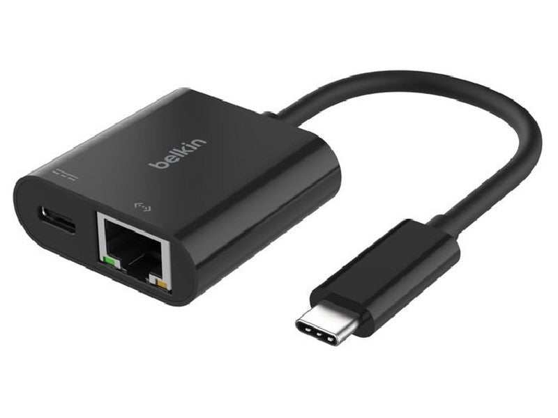 Belkin Connect USB-C to Ethernet + Charge Adapter 100W - Black INC019BTBK , Gigabit Ethernet, 100W PD, 10/100/1000Mbps, USB-C PD 3.0, 2YR