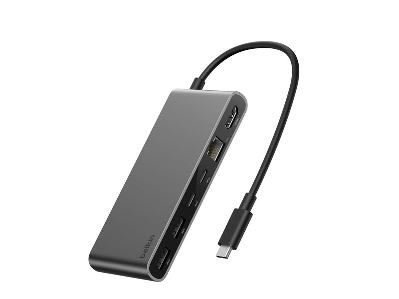 Belkin Connect 8-Port USB-C Hub with 2.5Gb Ethernet - INC024fqSGY , 100W PD, 10Gbps, 4K@60Hz, 2xUSB-A, 1xUSB-C, 1x HDMI, 1x MicroSD/SD, 2YR