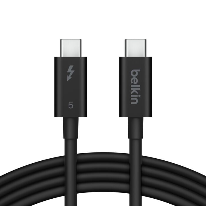 Belkin Connect Thunderbolt 5 USB-C to USB-C Cable (1M) - Black (INZ005fq1MBK), 5A/240W, 80Gbps, 8K or 4K@540Hz, Durable, 2YR
