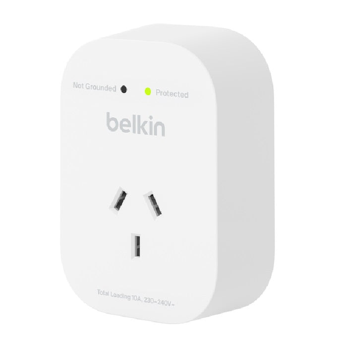 Belkin SurgePro 1-Outlet Surge Protector - White (SRA010AU), 1800 Joules, Belkin 6-Point Safety System, RCM Certified, $30000 CEW, 2YR