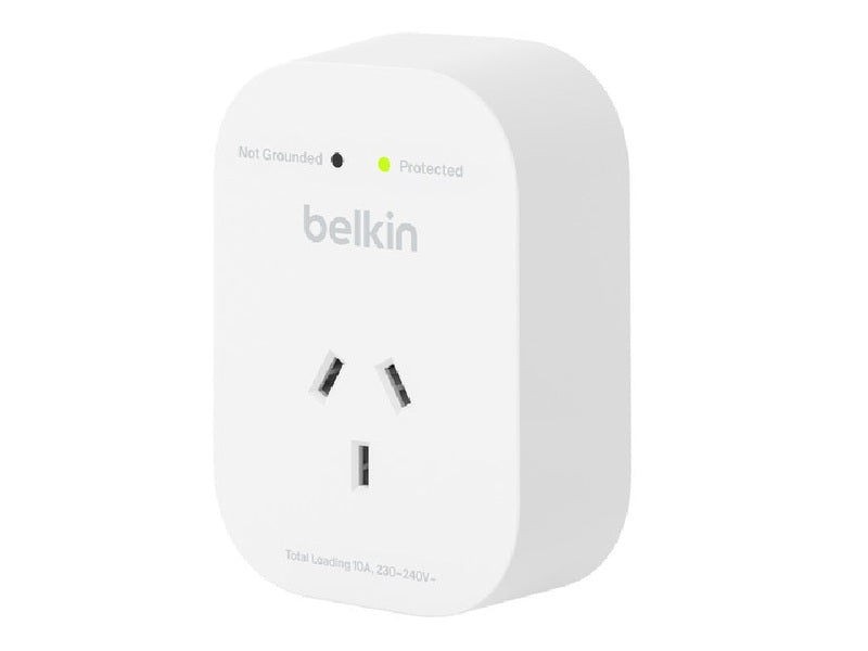 Belkin SurgePro 1-Outlet Surge Protector - White SRA010AU , 1800 Joules, Belkin 6-Point Safety System, RCM Certified, $30000 CEW, 2YR