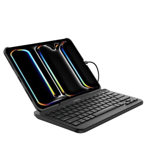Belkin Connect USB-C Keyboard with Stand foriPad (TBA010bg), Rugged, SBAC testing, IP51, Nonslip, Pry-resistant Keys, iPadOS Hotkeys, 3YR