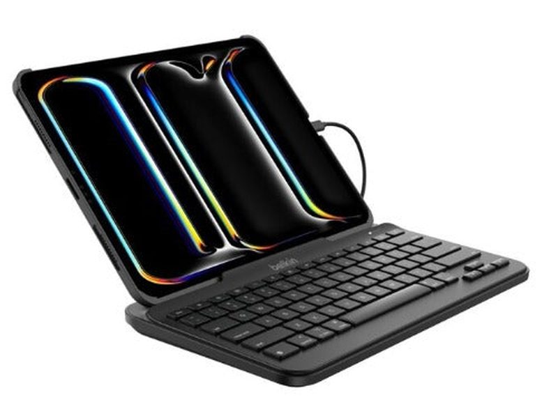 Belkin Connect USB-C Keyboard with Stand foriPad TBA010bg , Rugged, SBAC testing, IP51, Nonslip, Pry-resistant Keys, iPadOS Hotkeys, 3YR