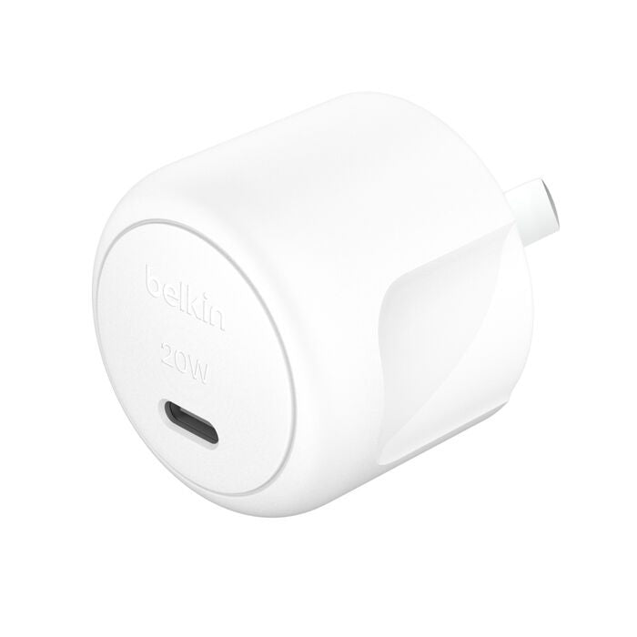 Belkin BoostCharge Compact 20W USB-C (PD 3.1) Wall Charger - White (WCA009auW), Compact & Travel-Ready, $2500 CEW, 2YR