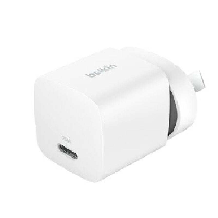 Belkin BoostCharge Compact 25W USB-C (PD 3.1) Cubic Wall Charger - White (WCA012auWH), Best for iPhone & Samsung, $2500 CEW, 2YR