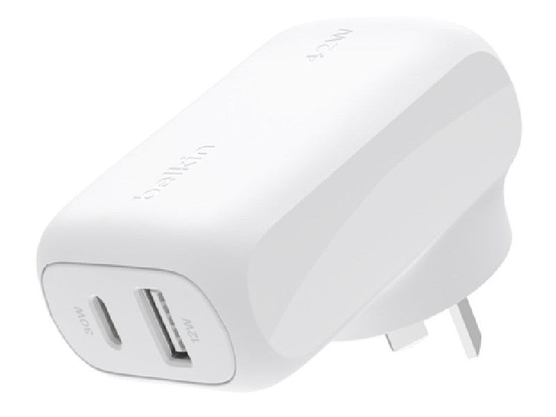 Belkin BoostCharge Dual Wall Charger 42W - White WCB009auWH , 1xUSB-C 30W , 1xUSB-A 12W , Best for Samsung & iPhone, $2500 CEW, 2YR