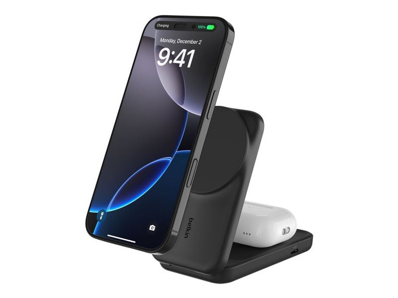 Belkin UltraCharge 2-in-1 Foldable Magnetic Wireless Charger With Qi2 + 45W USB-C Wall Charger + USB-C Cable- Black WIZ039auBK , 25W,2 Years Warranty