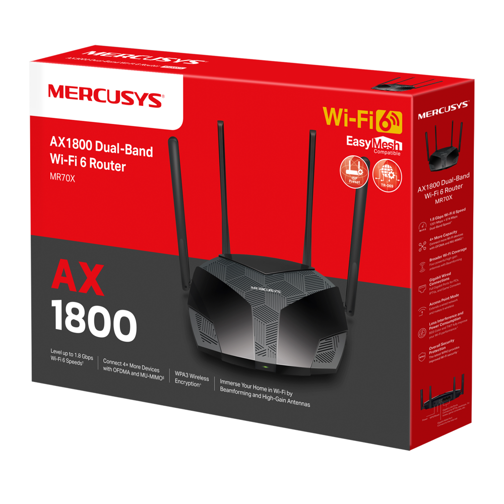 Mercusys MR70X AX1800 Dual-Band WiFi 6 Router