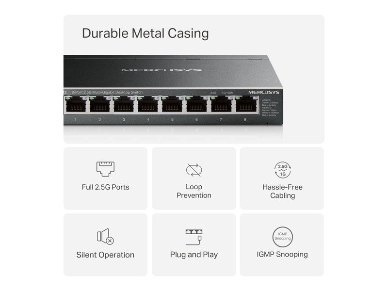 TP-Link Mercusys MS108GS-M2 8-Port 2.5G Multi-Gigabit Desktop Switch