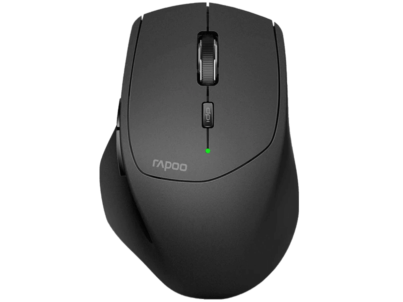 RAPOO MT550L Multi-Mode Wireless Ergonomic Optical Mouse -7 evels adjustable DPI, Smart Switch up to 5 devices, Ideal for Desktop PC, Notebook