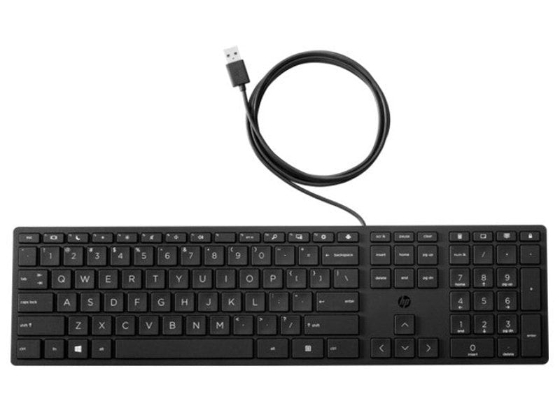 HP Wired 320K Full-Sized Keyboard - Compatible with Windows 10, Desktop PC, Laptop, Notebook USB Plug and Play Connectivity, Easy Cleaning 1YR WTY