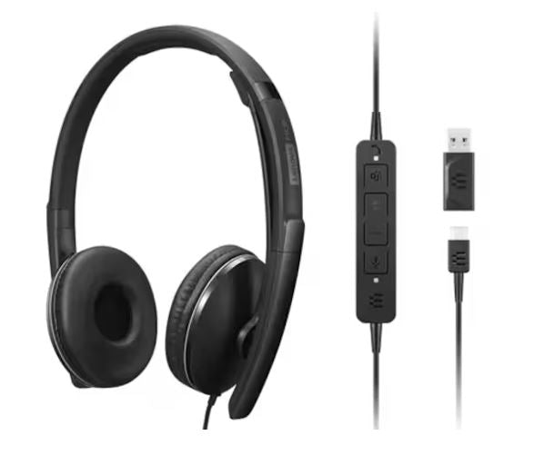 Lenovo Wired ANC Headset Gen 2 Lightweight USB-C to USB-A ctive noise cancelling with EPOS BrainAdapt™ and ActiveGard® Teams certified 2 Year WTY 4XD1M45627