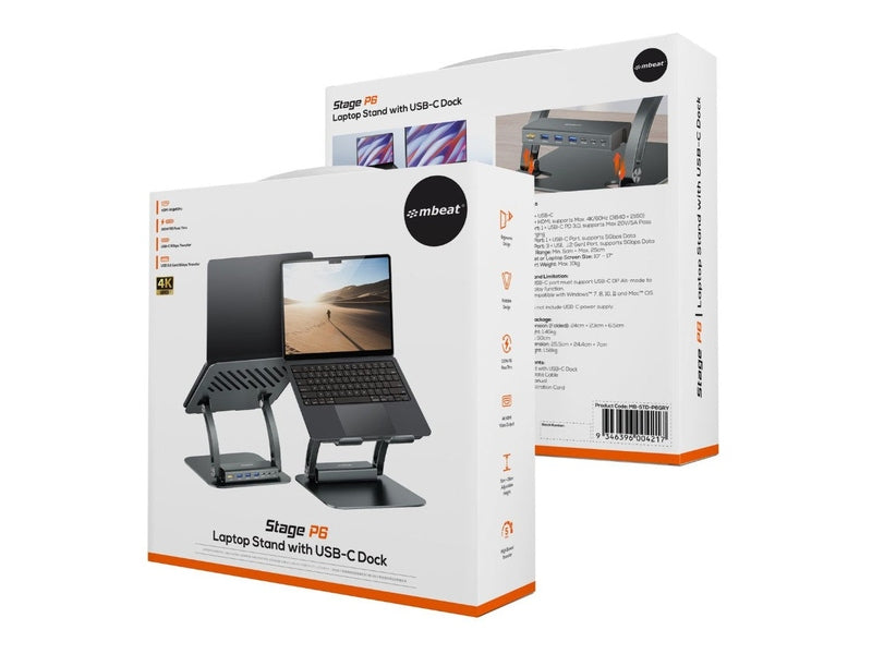mbeat® Stage P6 Laptop Stand with USB-C Dock